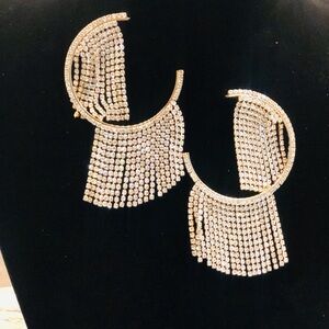 Elegant Bling Gold Fringe Earrings